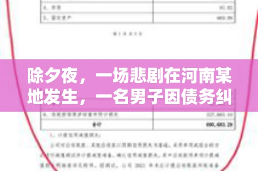 除夕夜，一场悲剧在河南某地发生，一名男子因债务纠纷，在除夕之夜持刀杀害6人。这一事件震惊了社会，也引发了人们对债务、法律和人性深层次的思考。今天，我们就来聊聊这个沉重的话题。