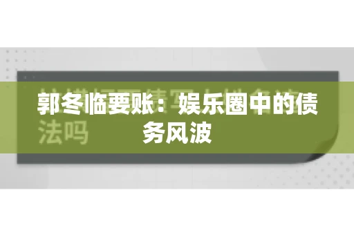 郭冬临要账：娱乐圈中的债务风波